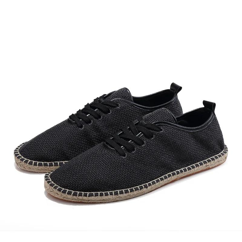 Herrenschuhe Sommer Espadrilles Herren Canvas Sneakers Neue atmungsaktive Fischerschuhe Herren Slip-on Loafer Große Größe 47 Sneakers 45 schwarz