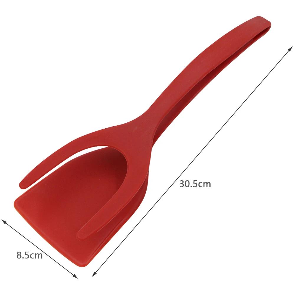 2-in-1-Pfannkuchenspatel, antihaftbeschichtet, für die Küche, Toast, Pfannkuchen, Eierklemme, Griff zum Braten, Steak, Pfannkuchenzange, Toast-Omelett-Clip, Kochutensilien brown