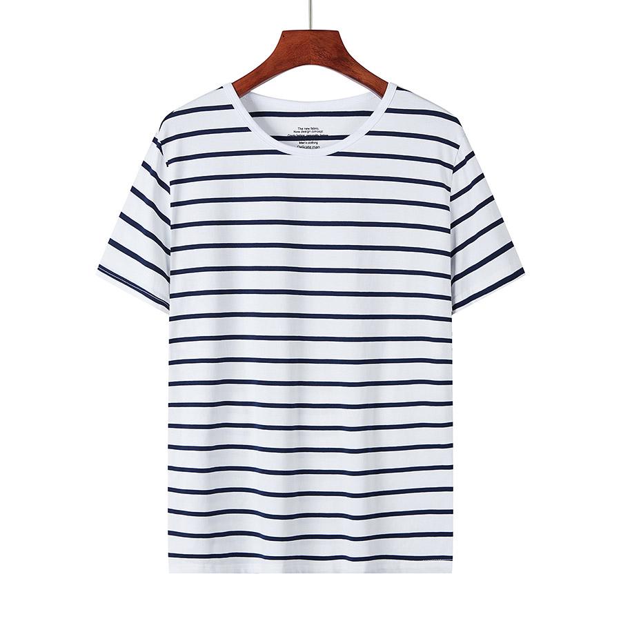 ZIRUNKING 2021 Neue Männer Gestreiften Oansatz Casual Kurzarm Eis-gefühl T-shirts Männlichen Streetwear Herbst Frühling Baumwolle Tees Tops TIAOGE M