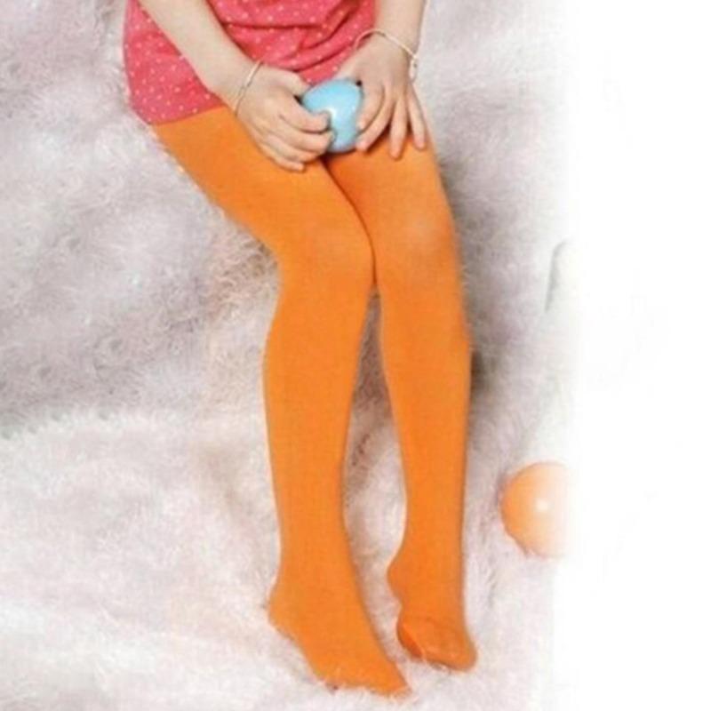 Mode Niedliche Kinder Bonbonfarbe Samt Strumpfhose Baby Stretch Hose Skinny Hose Tanzstrumpfhose Strumpfhose Strumpf 4-7 years old orange