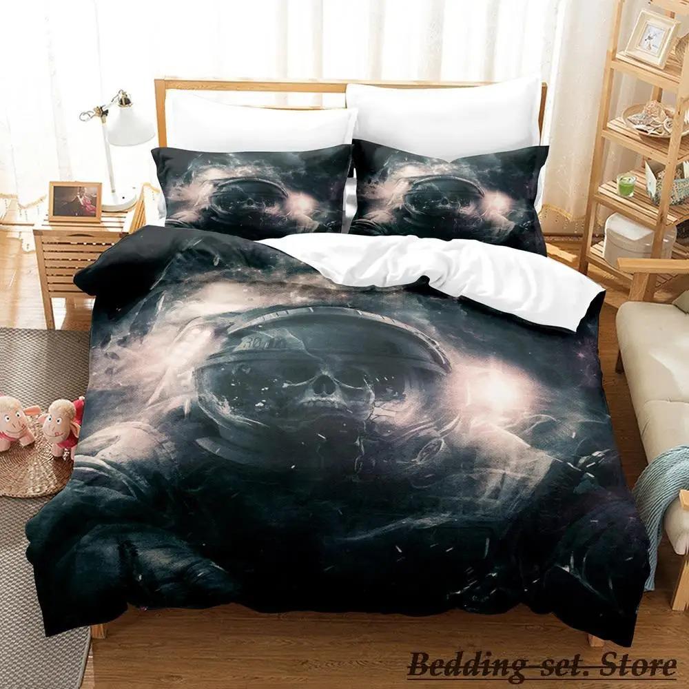 Spiel Call of Duty Simon Ghost Riley Bettwäsche-Set Cartoon Anime Dreiteiliges Set Erwachsene Kinder Schlafzimmer Bettbezug-Sets 3D-Schießspiel US Twin 172x218cm