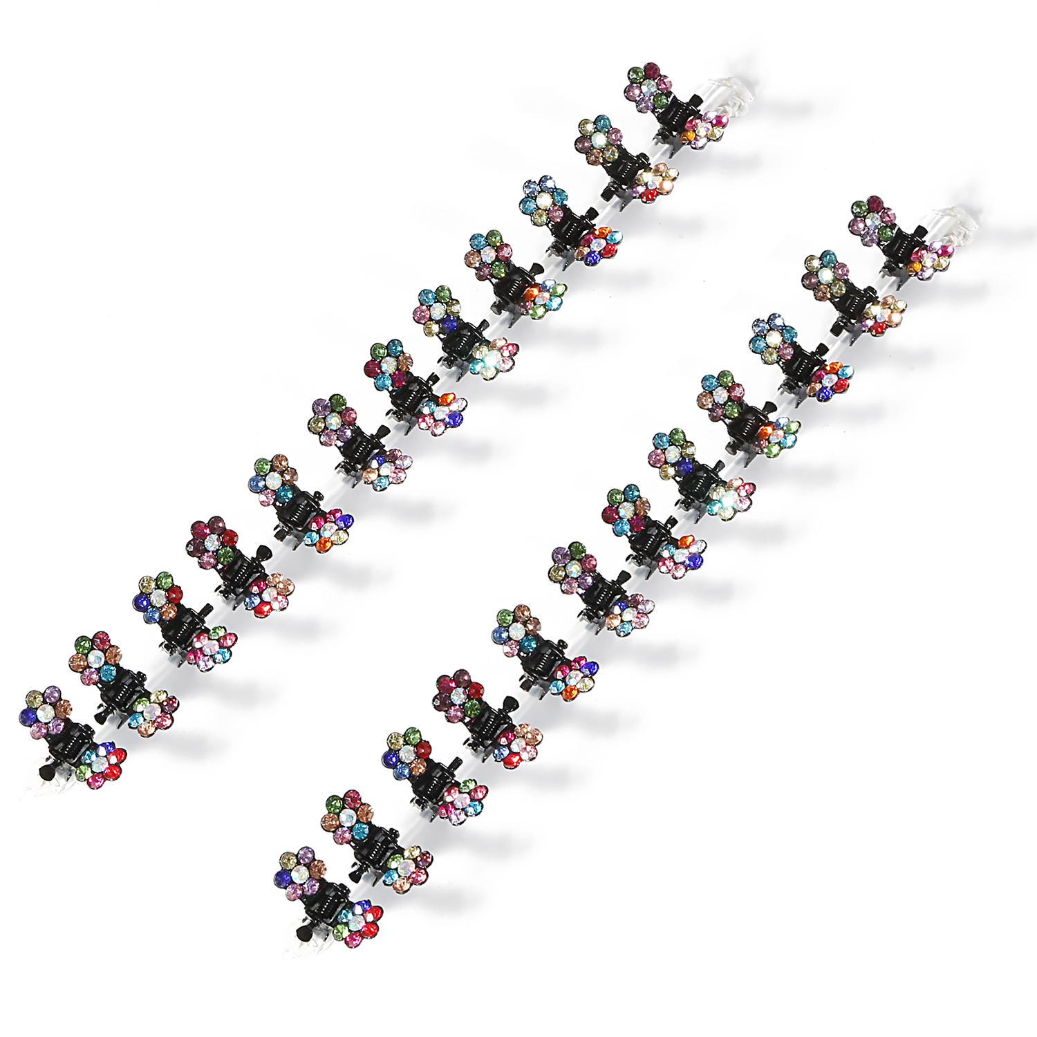 12PCS Mädchen Kleine Kristall Blumen Metall Haar Krallen Kinder Mini Strass Haar Klemme Kinder Haar Oranment Clips Baby Haarnadeln bunt