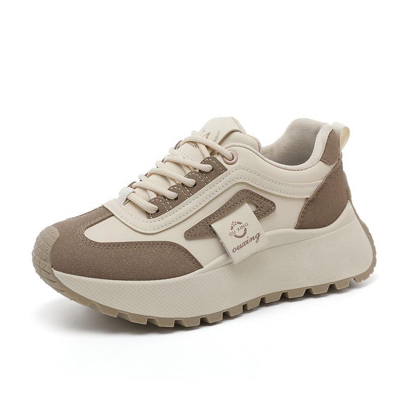 Lässige Damen-Sneaker für den Außenbereich, leicht, rutschfest, zum Schnüren, Laufschuhe, modische Kunstleder-Sport-Wanderschuhe für Damen, bequemer Sneaker 39 gold