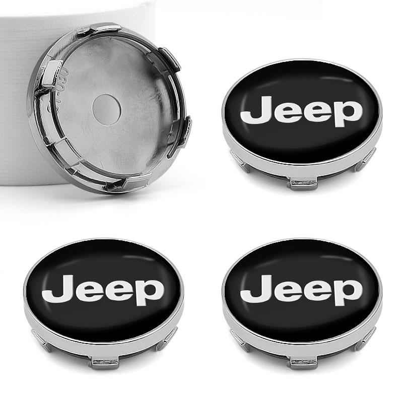 4 Stück 60MM Auto Radmitte Nabenkappe Autozubehör für Jeep JK Gladiator Compass Renegade Grand Cherokee Wrangler schwarz