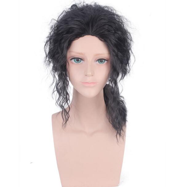 50CM Anime Michael Jackson Schwarze Lockige Perücke Cosplay Kostüm Hitzebeständige Synthetische Haar Männer Frauen Cosplay Perücken 47-50cm schwarz
