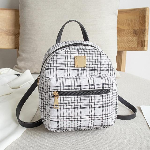 Mini-Rucksack für Damen, Handytasche für Teenager, Mädchen, Kinder, multifunktional, kleiner Rucksack, weiblich, kariert, Schultertasche, Damen, Schulrucksack schwarz