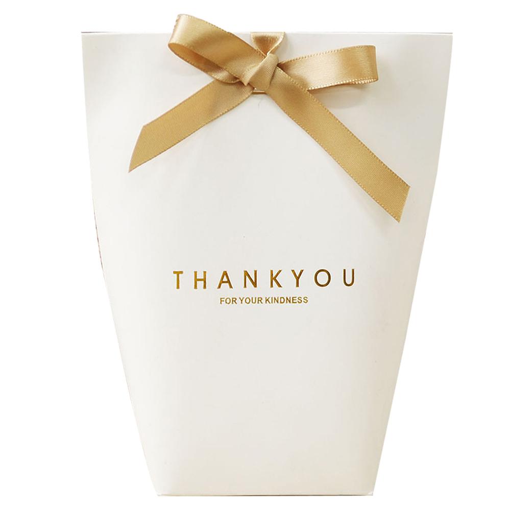 5 Stück faltbare Papiertüten, Bandbox, Dankeschön, Hochzeit, Party, Geschenk, Süßigkeiten, Halter 5pcs weiß