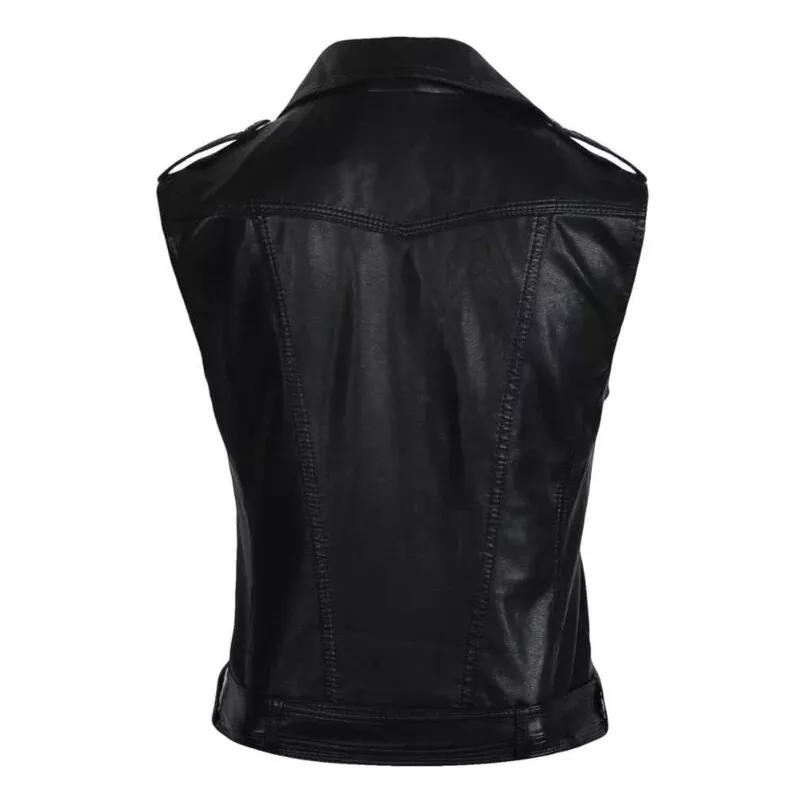 Western Stilvolle Leder Schwarz Party Weste Mantel 100% Lammfell Ausgefallene Damen Weste XL