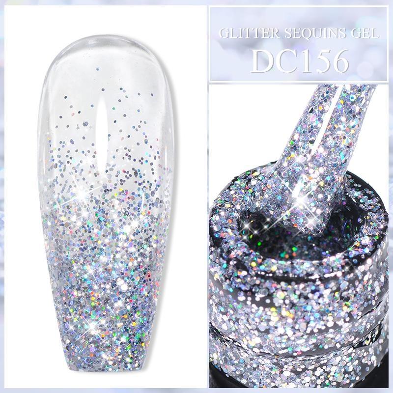 MTSSII 7 ml Silber Lila Glitter UV Gel Bling Pailletten Soak Off Maniküre Nagel UV Gel Nagellack Benötigen Basis Top Mantel Nagel Kunst DC156