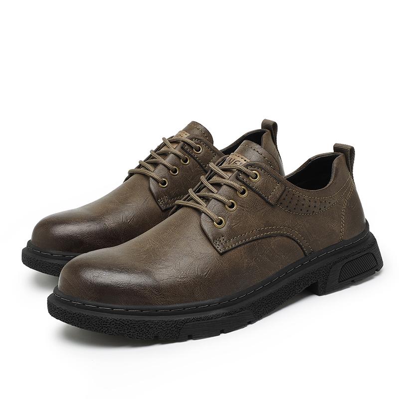 Herbst/Winter Herren Echtleder Schuhe Wasserdicht Outdoor Herrenstiefel Herren Oxford Schuhe Derby Schuhe Herren Brogues Schuhe 38 khaki
