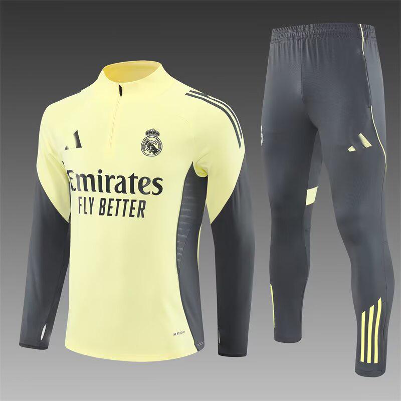2426 Real Madrid Trikot Langarm Halbzip Vor dem Spiel Fußball Trainings-Trikot Auswärts-Trikot Erwachsenen Kurzarm Kinderanzug XL