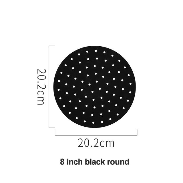Silikon-Luftfritteuse-Einlage, Antihaft-Dampfgarer-Pad, Luftfritteuse-Zubehör, Küche, Backeinlage, Kochutensilien, Luftfritteuse-Backpapier 20.2cm schwarz