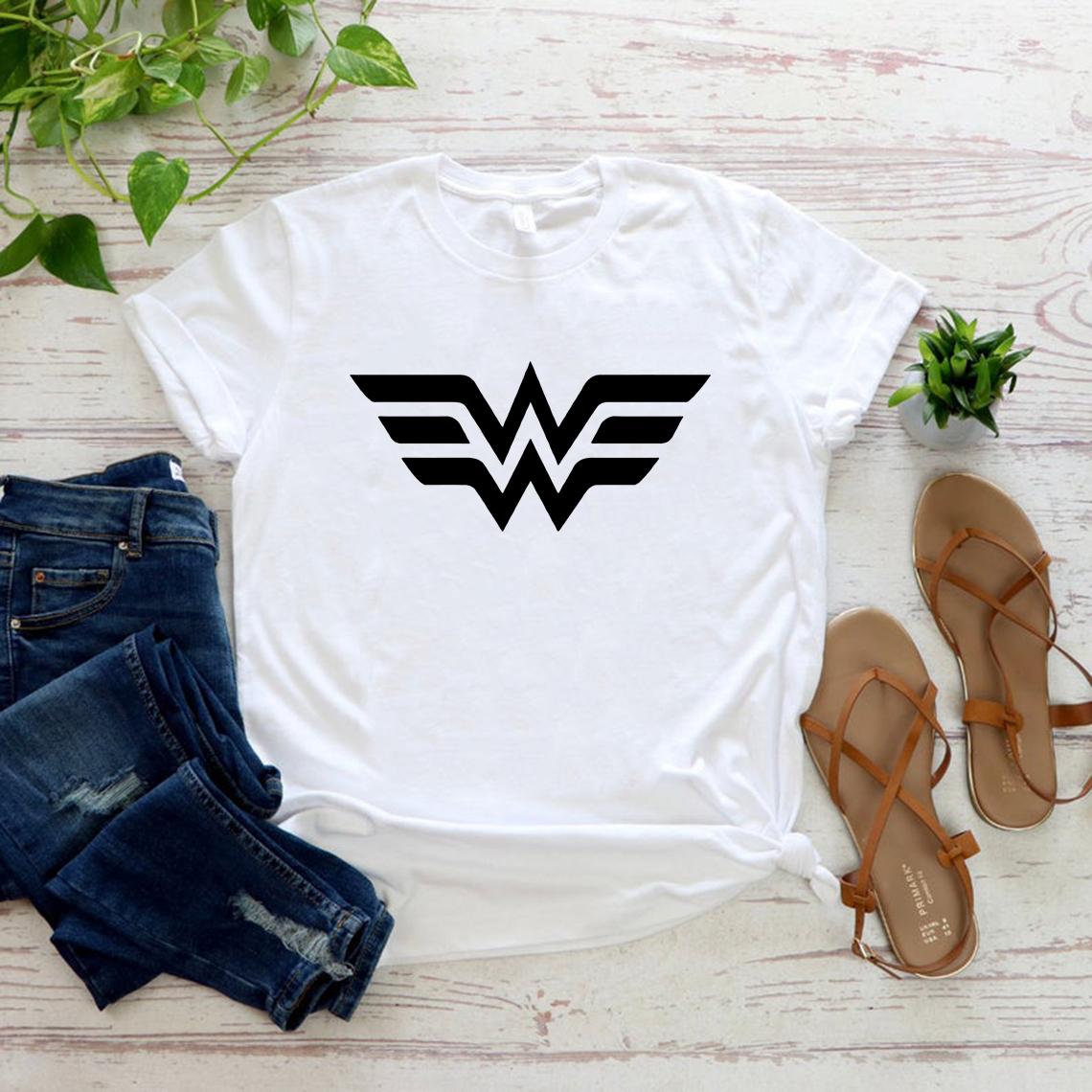 Wonder Frau T-Shirt Frauen Krieger T-Shirts Superhelden T-Shirt Frauen Power Shirts Muttertagsgeschenk Lässige T-Shirts Tops S weiß