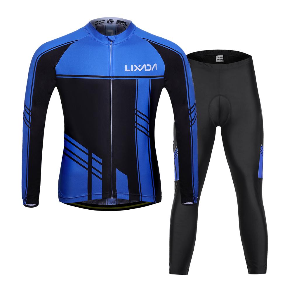 Lixada Herren Fahrradbekleidung Set Herbst Winter Langarm Winddicht Radtrikot Mantel Jacke XL
