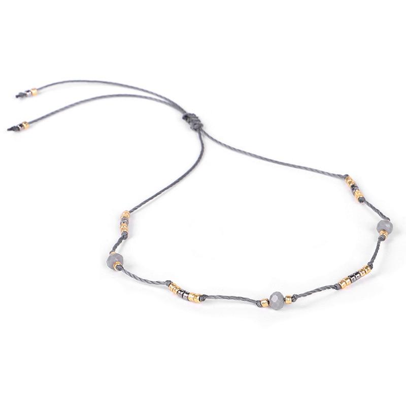 Fußkettchen für den Sommer, Strand, Urlaub, handgefertigt, verstellbar, mit Schnürung, bunte Perlen, Fußknöchelkette, Schmuck, Geschenke für Frauen graue