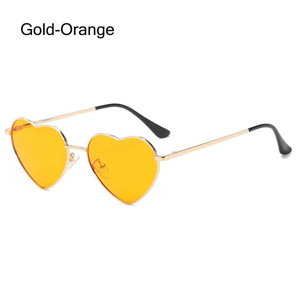 Vintage Metallrahmen Ausgefallene Accessoires Herz Sonnenbrille 90er Jahre Brille Herzförmige Sonnenbrille Shades Gold-Orange