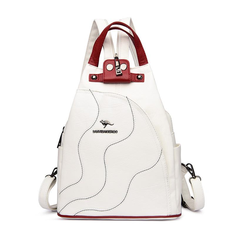 Modischer, hochwertiger Lederrucksack für Damen, große Kapazität, Schultaschen für Mädchen im Teenageralter, diebstahlsicherer Reiserucksack, Umhängetasche beige