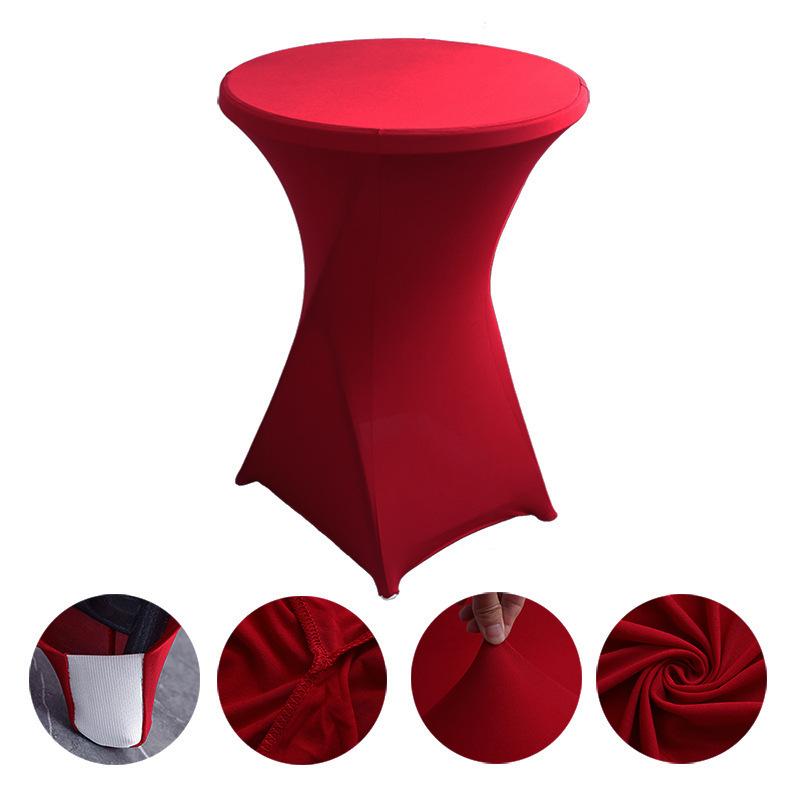 Höhe Stretch Runde Tischdecke Cocktailtischhülle Spandex Tischdecke Bar Hotel Party Hochzeit Elastische Tischdecke Deko 5PCS-60*110cm wein rot