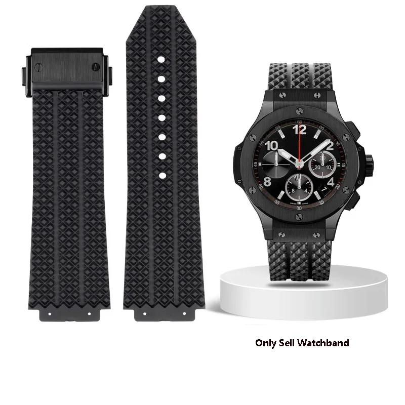 Armband für HUBLOT BIG BANG Silikon 25*17mm 26*19mm Wasserdichtes Herren-Uhrenarmband Hohe Qualität Gummi-Armband Armband 24mm-17mm black
