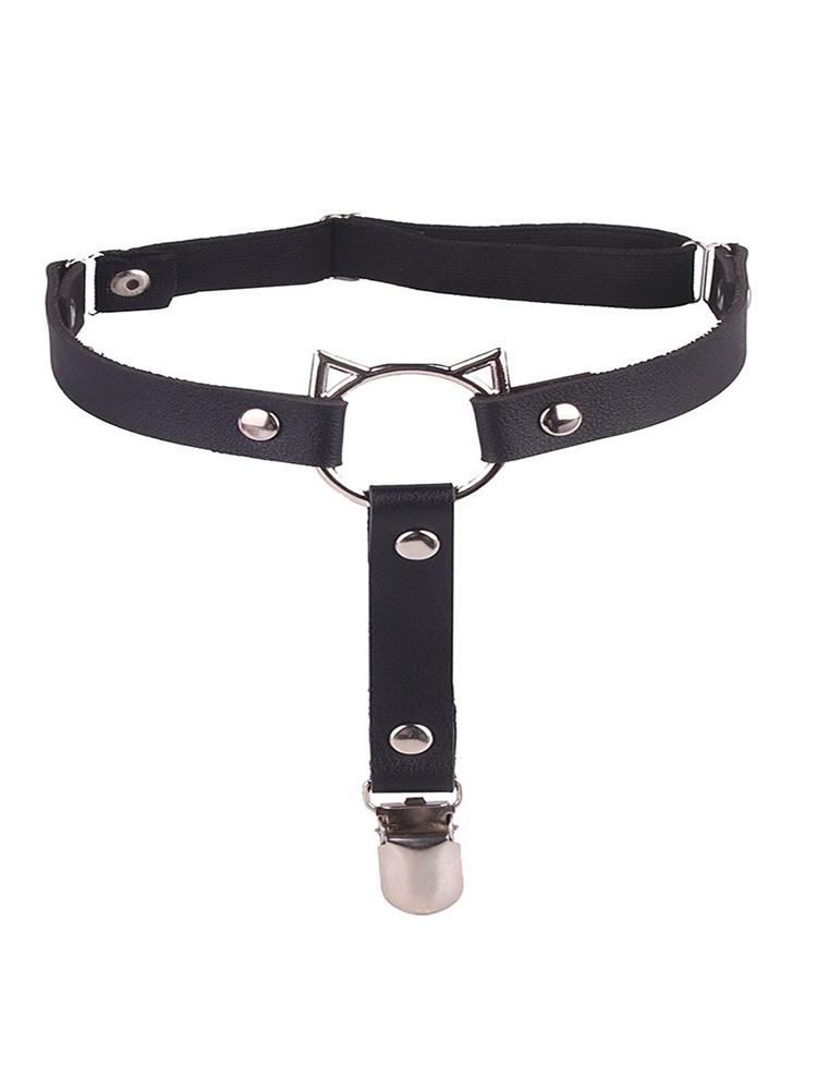 Gothic Harness Damen Halsband Kette Choker Sexy PU Leder Kette Anhänger Halsband Choker Halskette Cosplay Accessoires für Paare