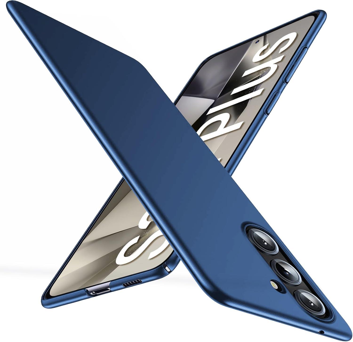 Ultra-dünne matte Hart-PC-Hülle für Samsung Galaxy S25 Edge S24 S23 S22 S21 FE Ultra Plus Luxus-Matt-Hülle für Samsung S25 + S25 Edge blau
