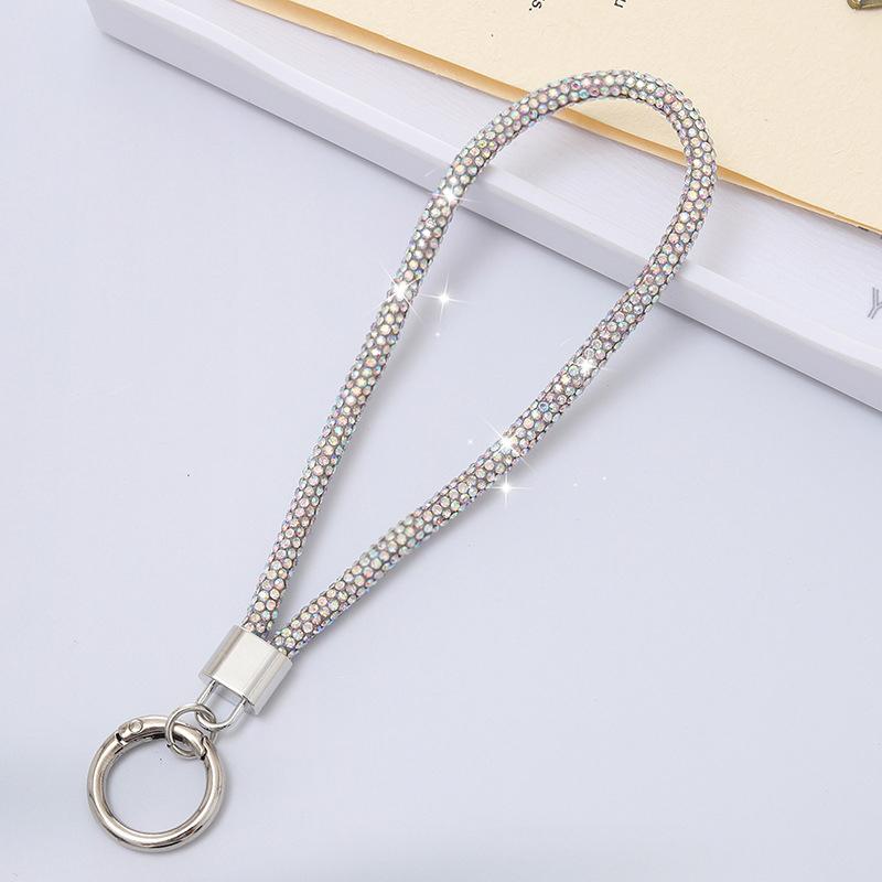 Luxuriöse Handy-Kristall-Handschlaufe Glitzer Strass Handy-Lanyard Schlüsselanhänger Hängendes Anti-Verlust-Seil bunt