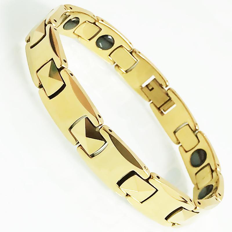 Luxus-Mann-Armband Gold Farbe Schwere Wolfram Stahl Schmuck Trendy Freundschaft Gesundheit Magnetische Herrenarmbänder Armband Heren 20CM gold