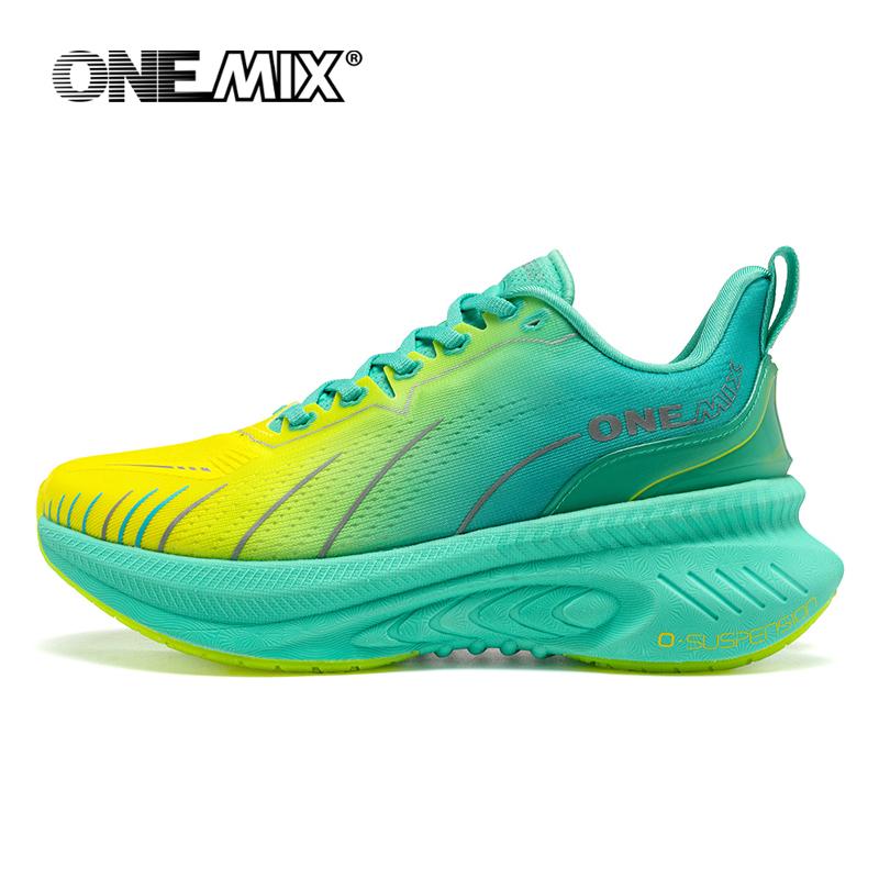 ONEMIX Neue gedämpfte Laufschuhe Damen Herbst Winter Schwere Läufer Schnürschuhe Damen Springseil Tanzen Rutschfeste Outdoor-Sneaker 36 grün