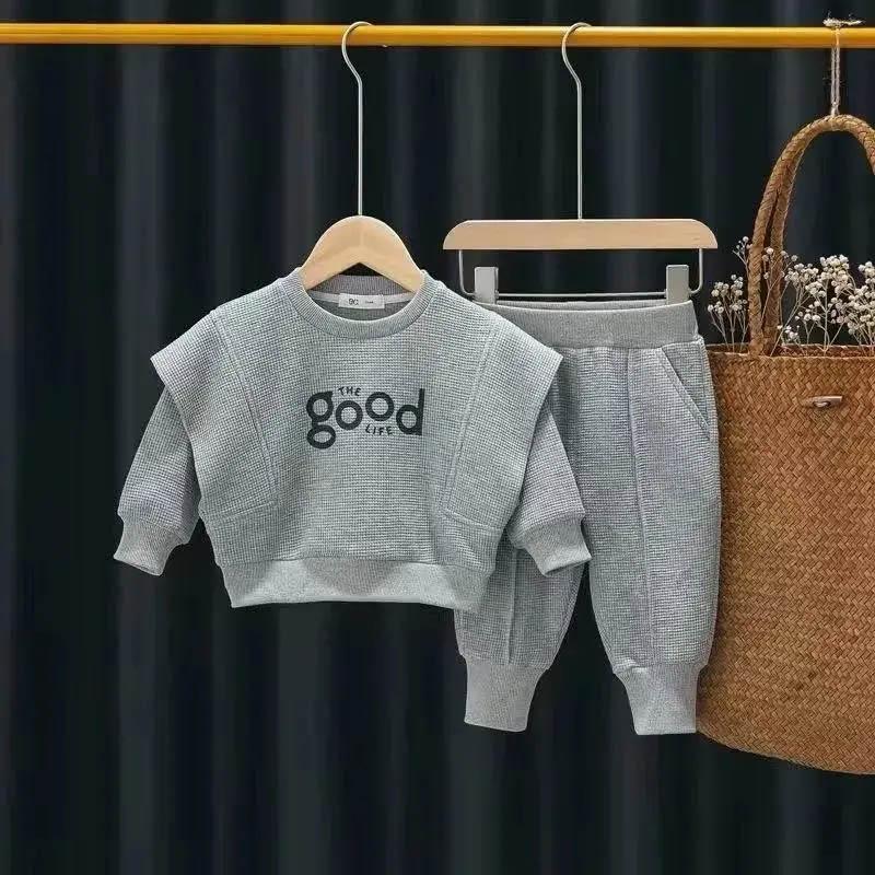 Baby Frühlingsset Weiche Einfarbige Rundhals-Pullover Kinder Oberbekleidung Leggings Zweiteiliges Set 0-3 Jahre Babykleidung 80