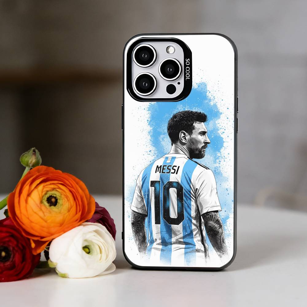Lionel Messi Handyhülle Für iPhone 17,16,15,14,13,12,11 Plus,Pro Max,XS,Bunte Silberne Handyhülle Funda Cover iPhone15promax