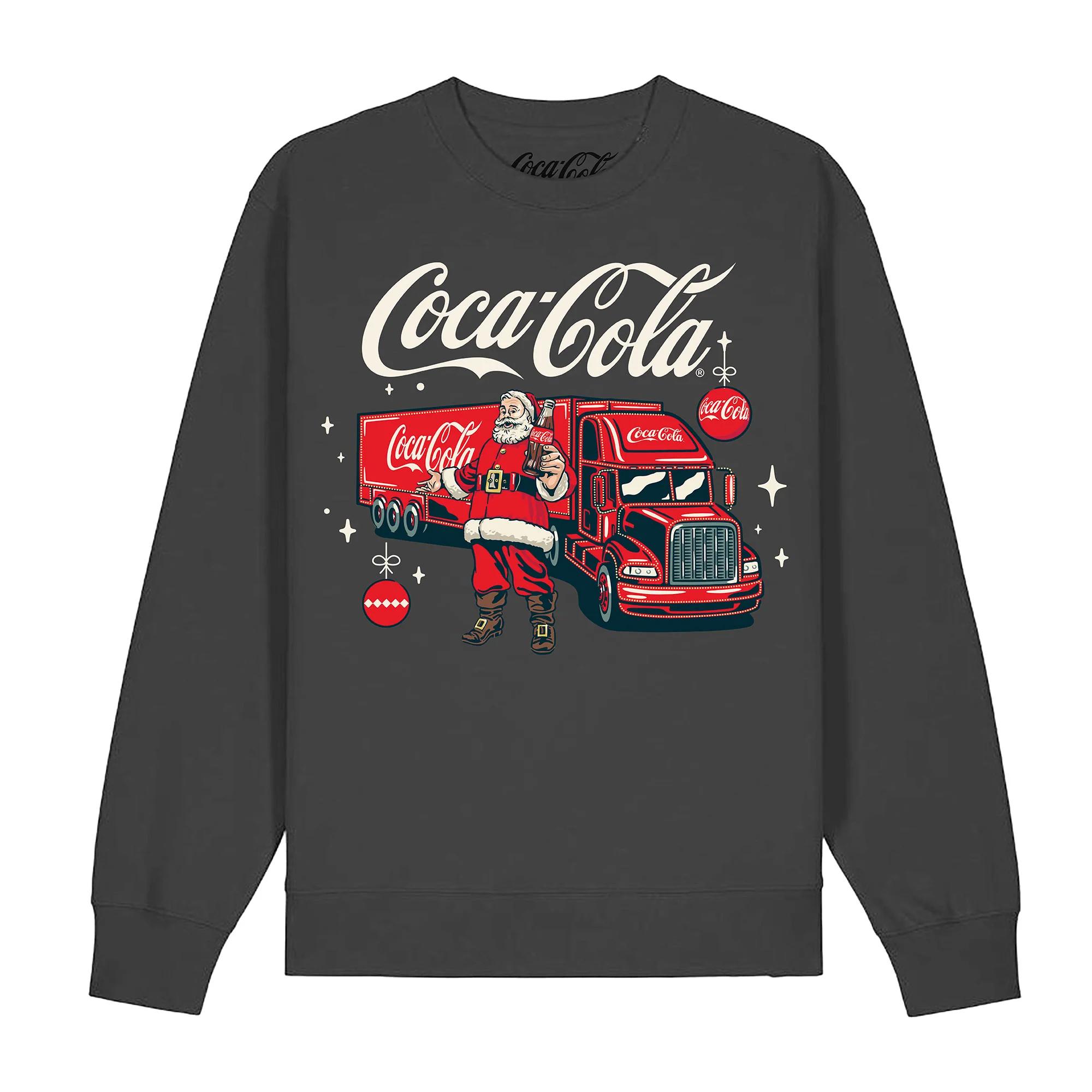 Coca-Cola Unisex-Sweatshirt für Erwachsene mit Weihnachtsmann-Truck XXL kohle