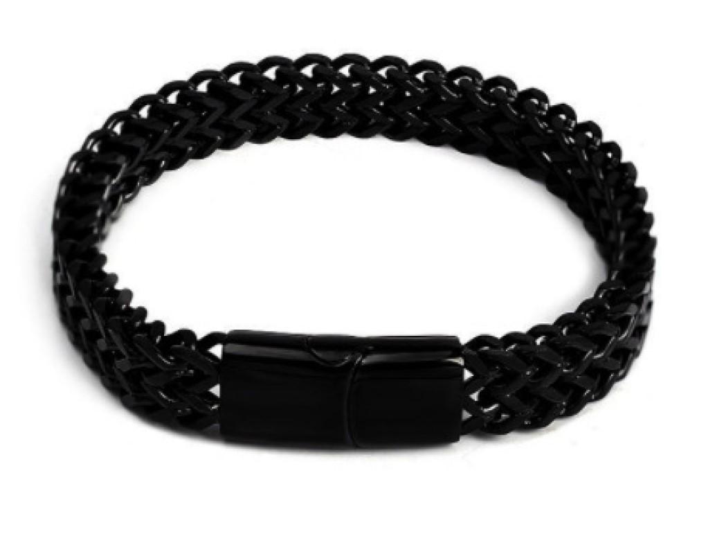 Titan Stahl Schlangenkette Magnetschnalle Herren Schmuck Armband Armreif Modeschmuck 21cm schwarz