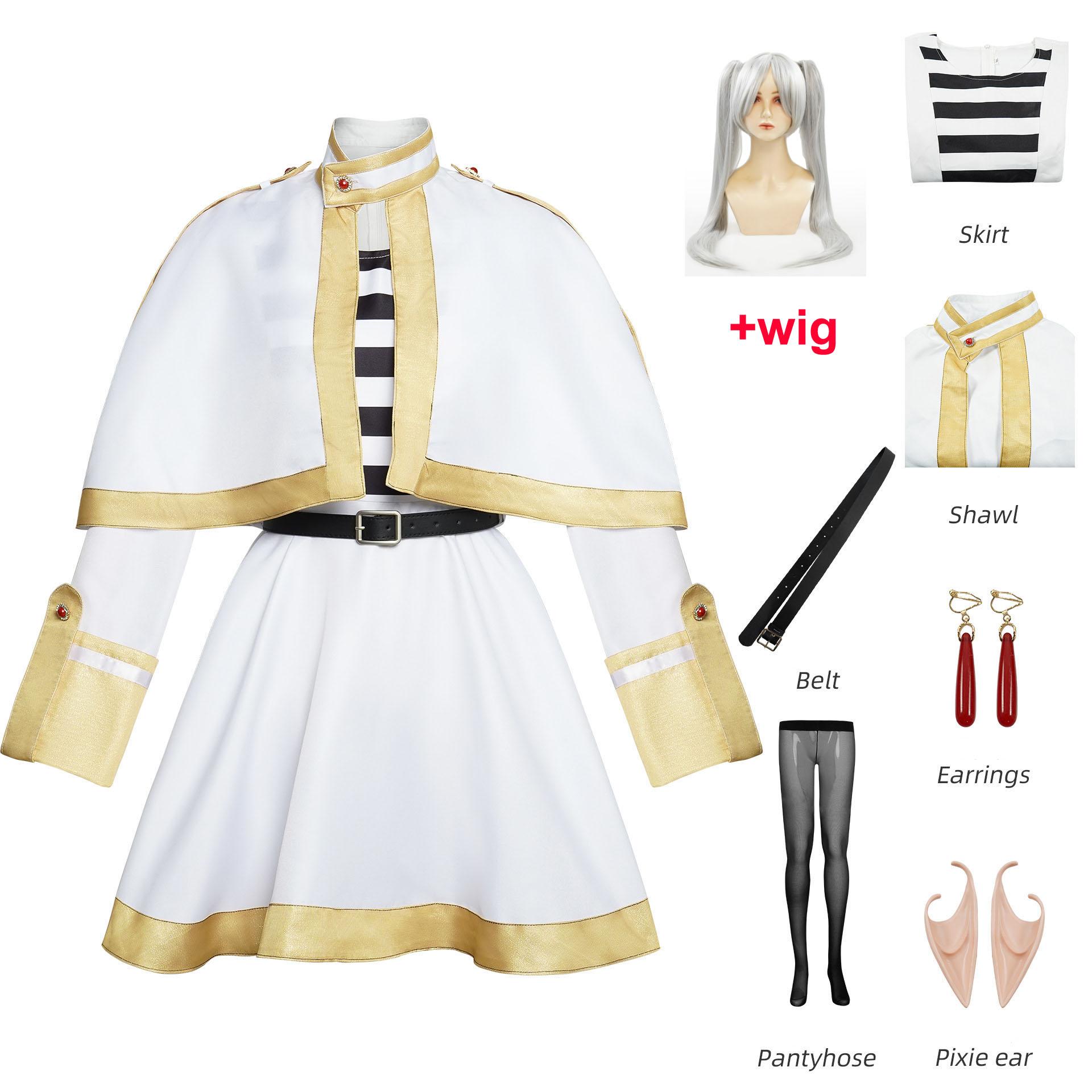 Anime Frieren At The Funeral Frieren Cosplay Kostüm Kostüm Mantel Rock Gürtel Ohrringe Outfits für Frauen Halloween m