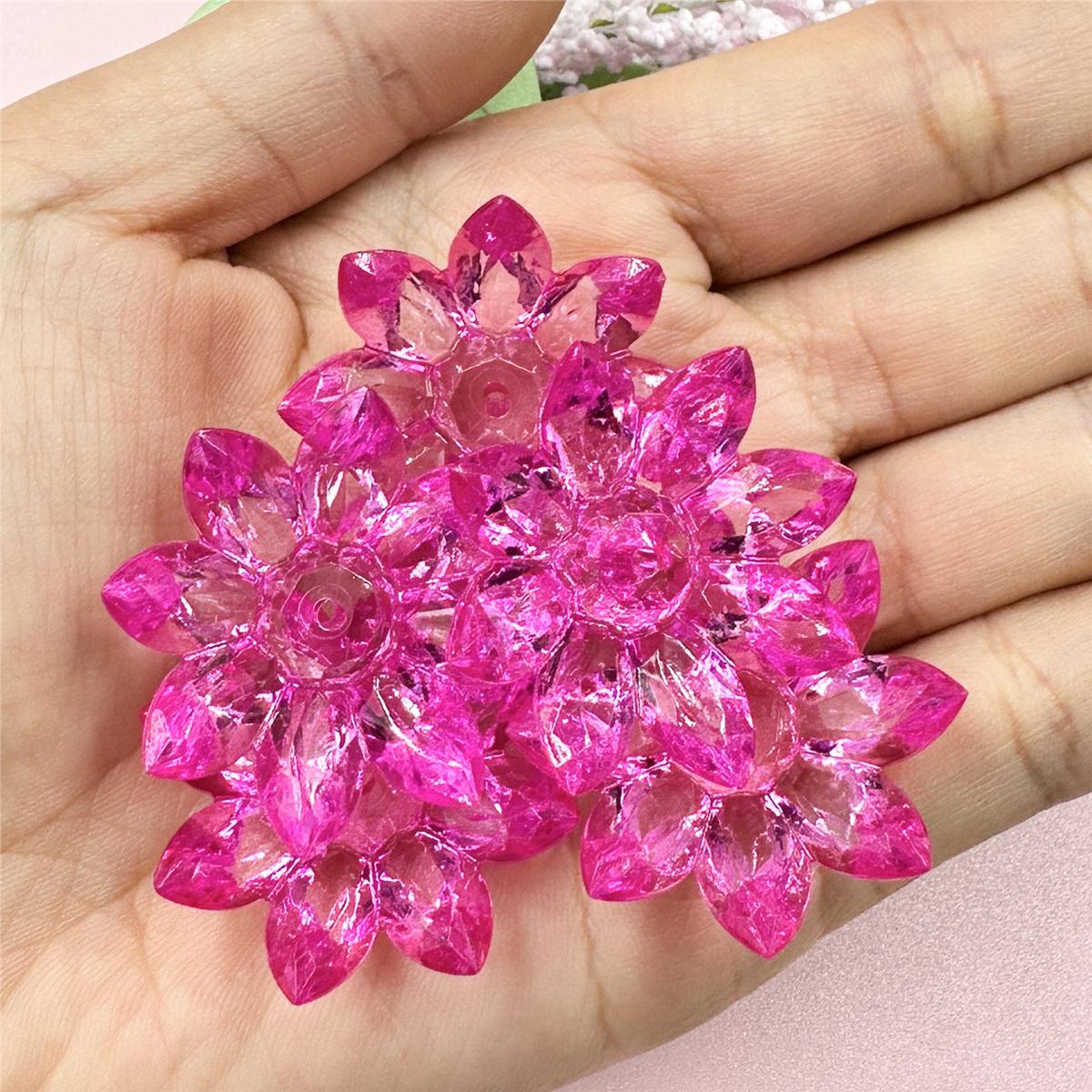 Lose Perlen Acryl Kristall Lotusblume Perlen Materialien Schmuck 5 Stück 31mm DIY Schmuck Zubehör Transparent für Armband Ohrring Herstellung rose rot