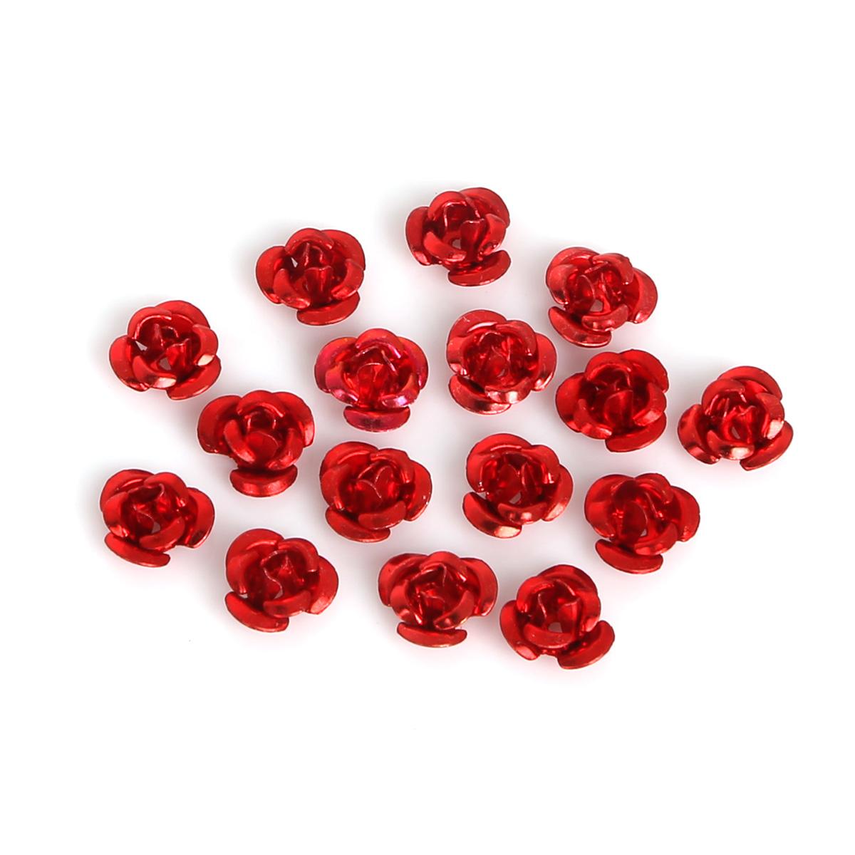 100 stücke Rose Kopf Aluminium Schmuck Produktion Hochzeit Party DIY Handwerk Dekoration Gemischte Farbe Perlen Hause Dekoration 6mm rot