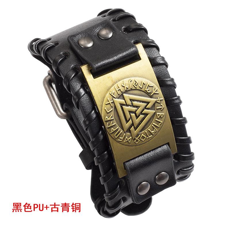 Schmuck Nordic Viking Totem Dreieck Energie Armband männer Kreative Leder Armband Persönlichkeit Retro Geflochtenes Armband