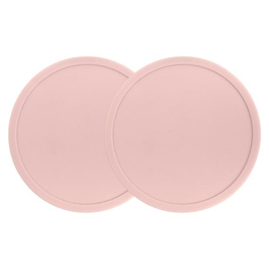 2 Stück 10 cm Silikon-Untersetzer, hitzebeständig, rutschfest, erhöhter Rand, auslaufsicher, Arbeitsplatte, runder Getränke-, Kaffee- und Teebecherhalter, Küchenzubehör rosa