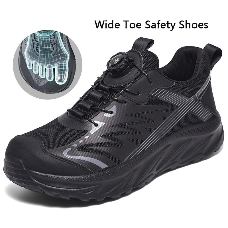 Breite Zehenbox Herren Arbeits-Sicherheitsschuhe Damen Anti-Quetsch-Anti-Durchstich Stahlkappenschuhe Arbeits-Sneaker Schutz-Sicherheitsschuhe 41 schwarz