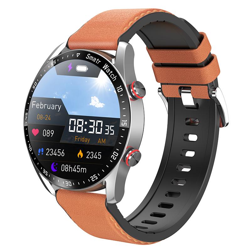 2025 Neue 1,5 Zoll Smartwatch Herren Bluetooth Anruf Herzfrequenz EKG Gesundheit Fitness Sportuhr Wasserdicht Geschäftsmann Smartwatch leather belt silber