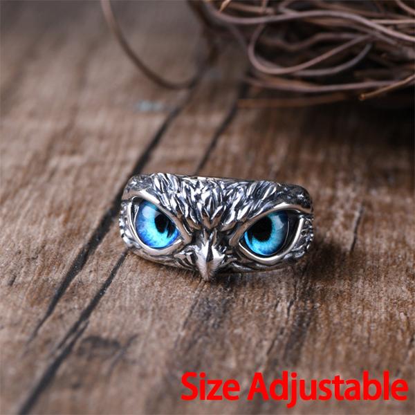 Herrenschmuck Steampunk Edelstahl Gothic Biker Krallen Cool Skull Biker Vivid Eye Ring Vintage Punk Devil Eye Augapfel Ringe Style B(adjustable)