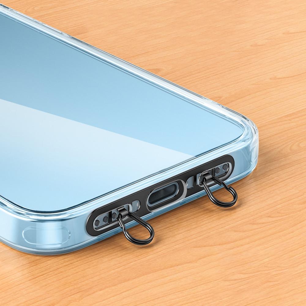 Edelstahl Telefon Lanyard Clip Patch Telefon Fall Hängen Seil für Handy schwarz