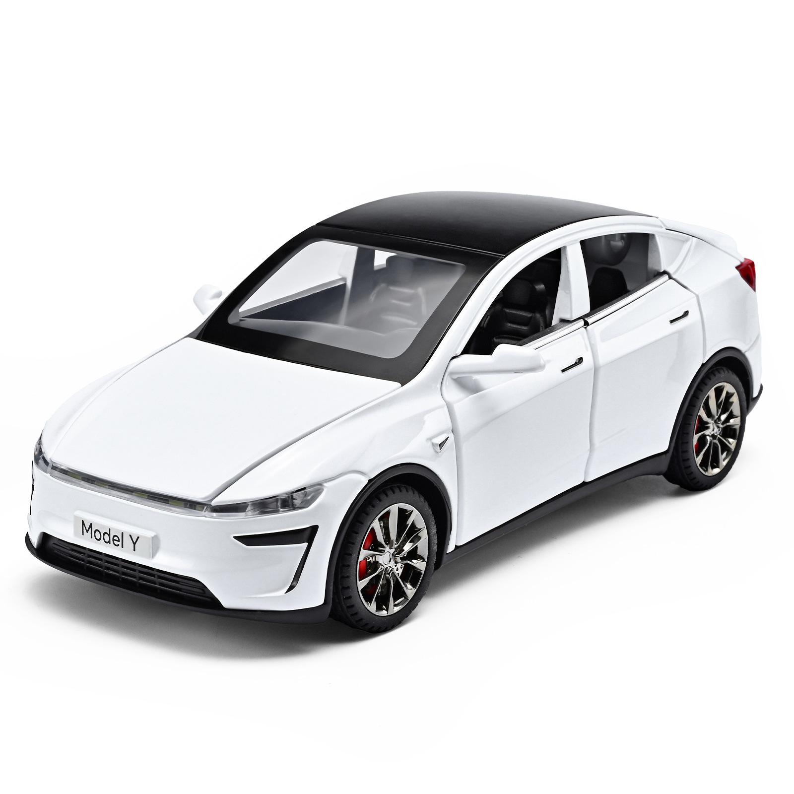NEU 1/32 Tesla MODEL Y MODELY Legierung Auto Modell Sound und Licht Pull Back Kinderspielzeug Sammlerstücke Geburtstagsgeschenk weiß