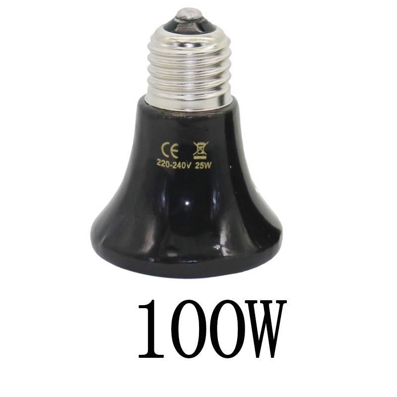 Haustier-Heizlicht, E27, 25 W ~ 100 W, kleine konische Keramik-Emitter-Wärmelampe, schwarz, für Reptilien, Haustier-Grüblerlampe, 1 Stück 100W