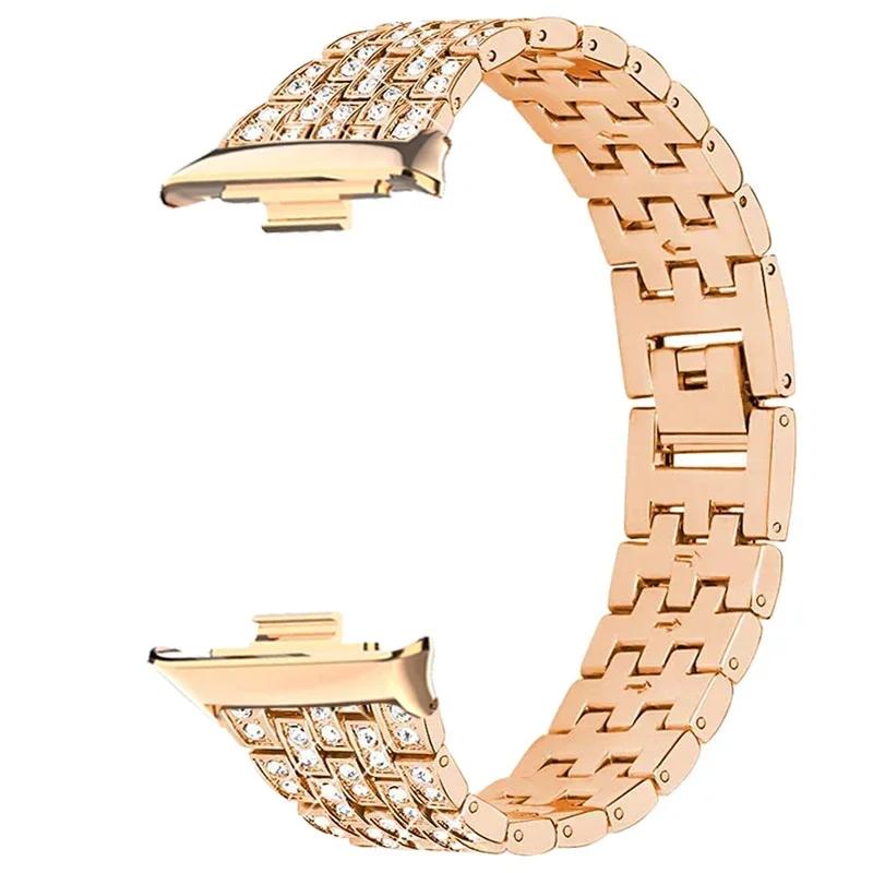 Metallarmband für huawei band 11 Diamant-Gliederarmband für huawei band 11Pro Smartwatch Zubehör für huawei band 11 Armband For Huawei band 11Pro beige