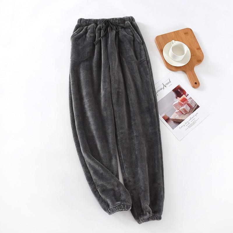 Neue Herren-Heimhosen im japanischen Stil, dicke Flanell-warme Hosen, Herbst und Winter, große Korallen-Fleece-Hosen, Pyjama-Hosen XL graue