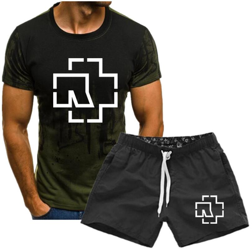 Herren Rammstein bedrucktes T-Shirt Fan Kurzarm Grafik T-Shirt Sommer Herrenanzug XXXL schwarz