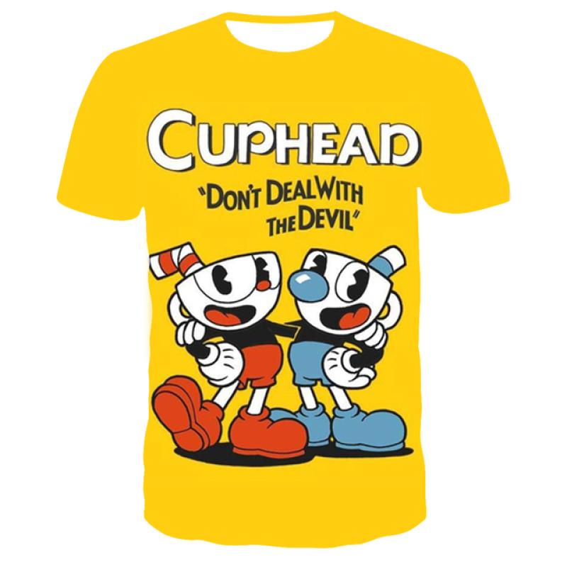 3D Cuphead Mugman Kinder T-Shirt Druck Mädchen Lustige Kleidung Jungen Kinder Tops Kinder Kleidung Baby T-shirts Männer Frauen Kleidung T-shirt 120