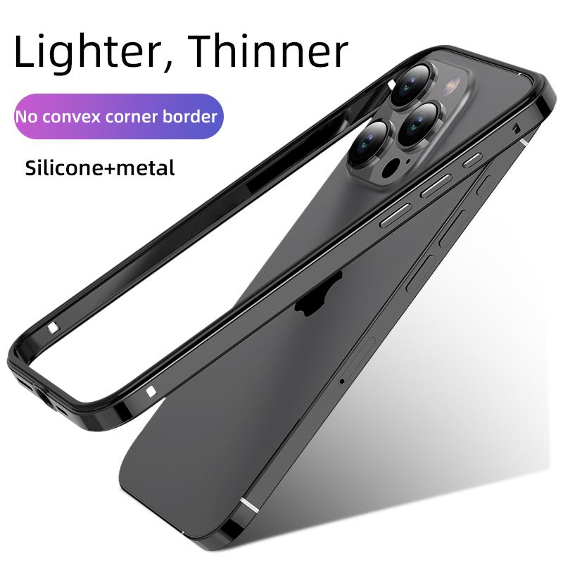 Natürliches titangraues Metall-Aluminium-Silikon-Stoßfängergehäuse für das iPhone 15 Pro Max 14 Plus 13 12 15Pro 14Pro 12Pro 13Pro 15Plus 14Plus Telefonzubehör For iPhone 14 schwarz