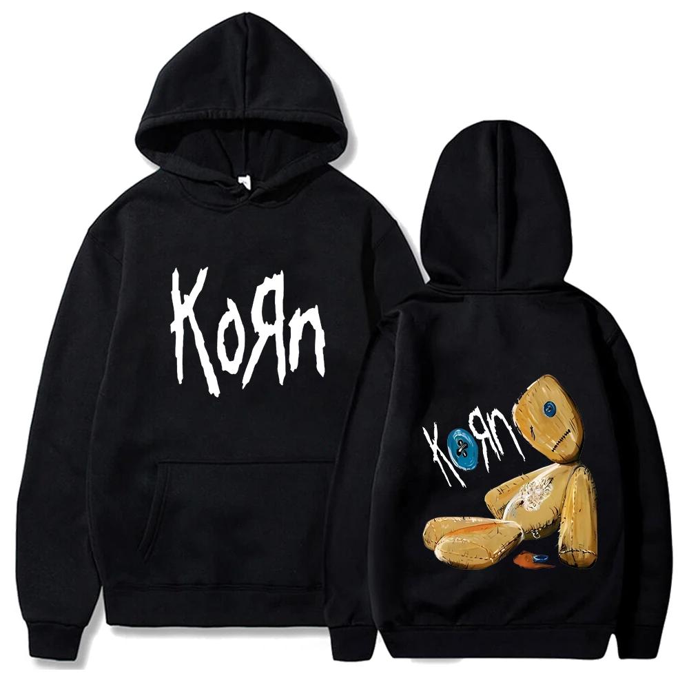 Korn Rock Band Hoodies Frühling Herbst Pullover Herrenmode Bedrucktes Kapuzenpullover Lockere Lässige Tägliche Streetwear Pullover Tops 4XL schwarz