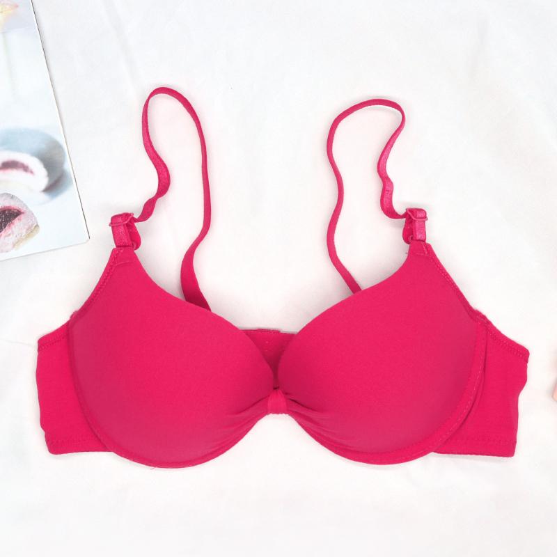 Sexy BH für Frauen, Push-Up-BH, einfarbig, Büstenhalter, geraffte Bügel-BHs, atmungsaktiv, Mädchen-Unterwäsche, Intim-Dessous 32A rot